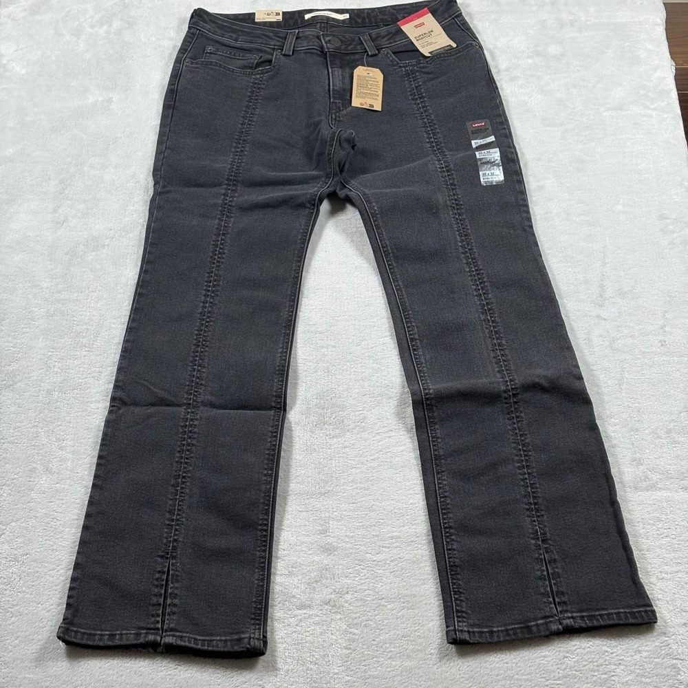 Levis Superlow Bootcut Jeans Womens 30x32 Black Stretch Low Rise Front Seam NWT